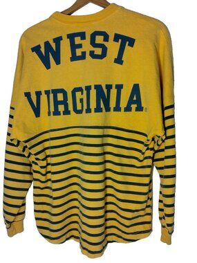 WVU Mountaineers Spirit Jersey Shirt Unisex Small Gold Blue Stripe West Virginia